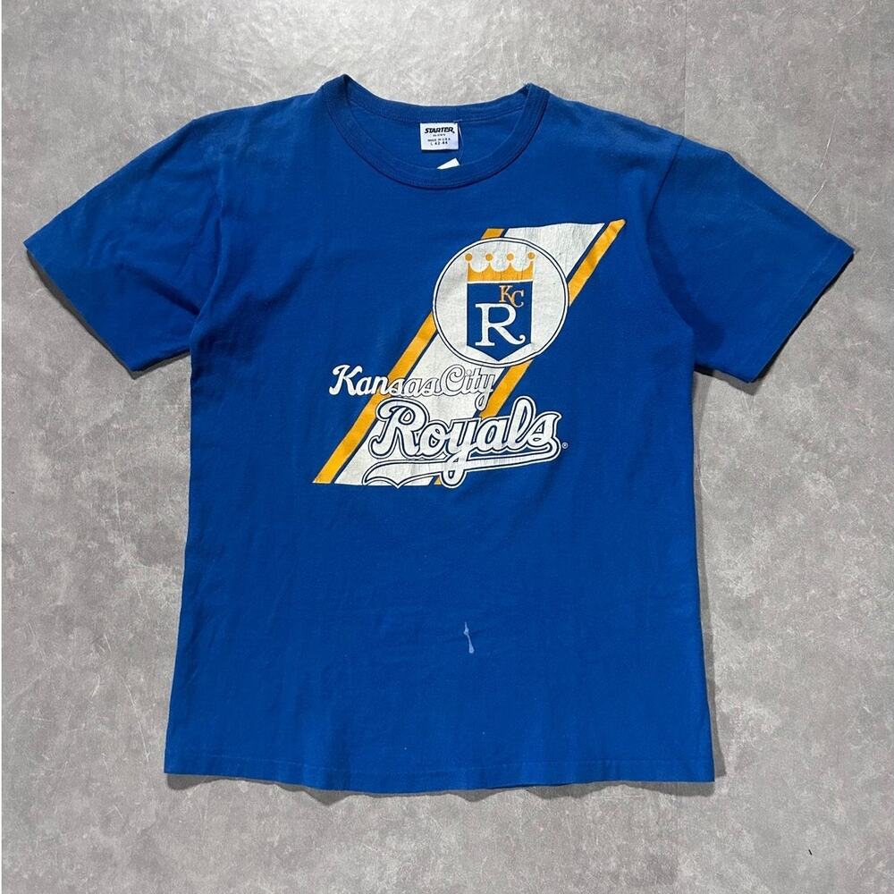 90s Vintage Kansas City Royals Starter Distressed Blue T Shirt -L